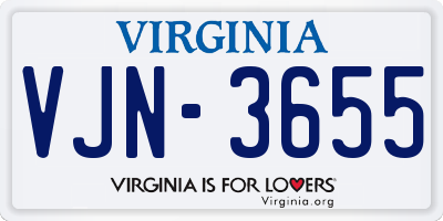 VA license plate VJN3655