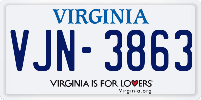 VA license plate VJN3863