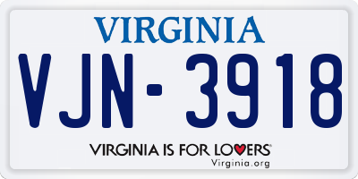 VA license plate VJN3918