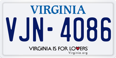 VA license plate VJN4086
