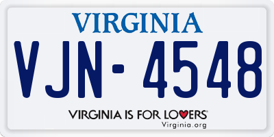 VA license plate VJN4548