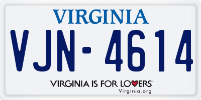 VA license plate VJN4614