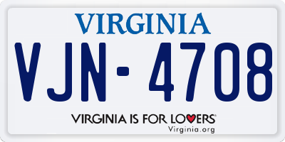 VA license plate VJN4708
