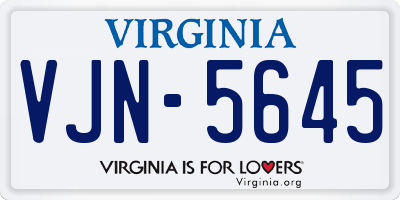 VA license plate VJN5645