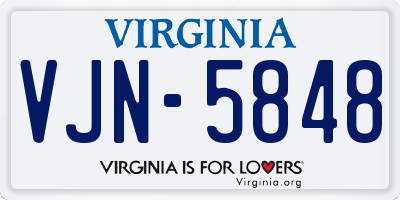 VA license plate VJN5848