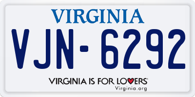 VA license plate VJN6292
