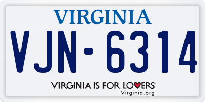 VA license plate VJN6314