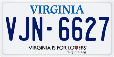 VA license plate VJN6627
