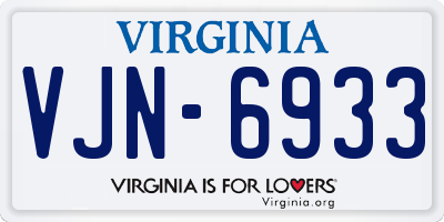 VA license plate VJN6933