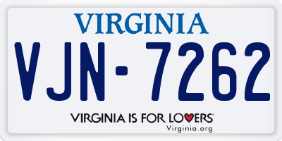 VA license plate VJN7262