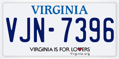 VA license plate VJN7396