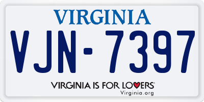 VA license plate VJN7397