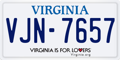 VA license plate VJN7657