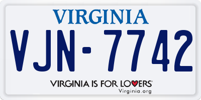 VA license plate VJN7742