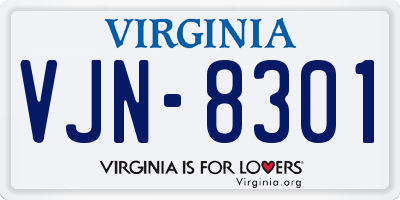 VA license plate VJN8301