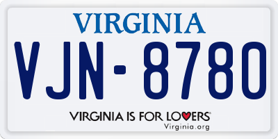VA license plate VJN8780