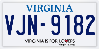 VA license plate VJN9182