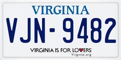 VA license plate VJN9482