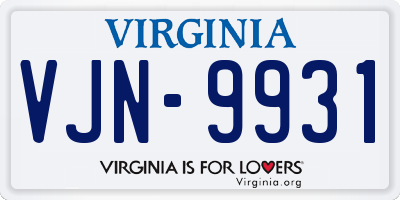 VA license plate VJN9931
