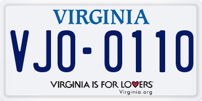 VA license plate VJO0110