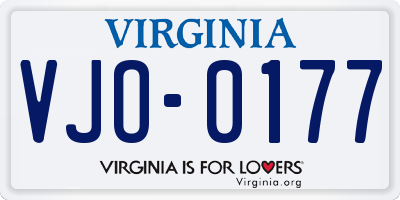 VA license plate VJO0177