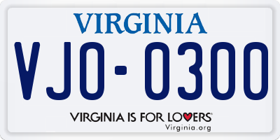 VA license plate VJO0300