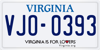 VA license plate VJO0393