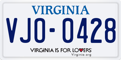 VA license plate VJO0428