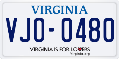 VA license plate VJO0480