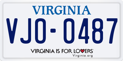 VA license plate VJO0487