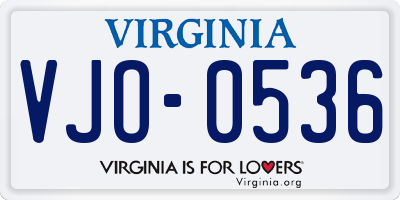 VA license plate VJO0536