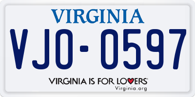 VA license plate VJO0597