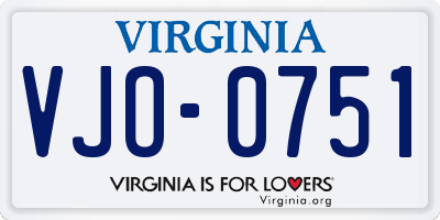 VA license plate VJO0751