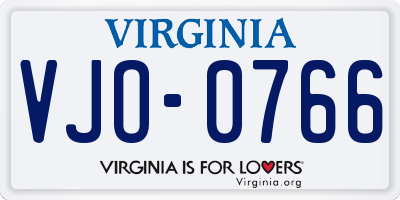 VA license plate VJO0766
