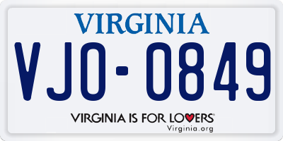 VA license plate VJO0849