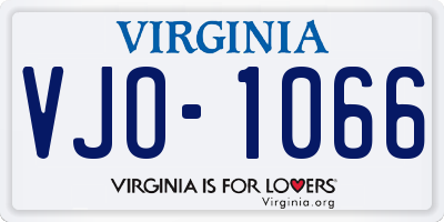 VA license plate VJO1066