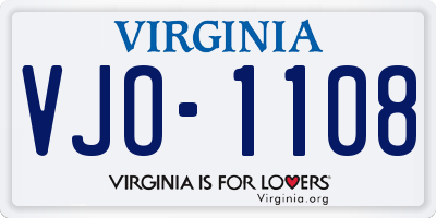 VA license plate VJO1108