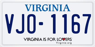 VA license plate VJO1167