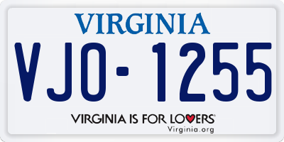VA license plate VJO1255