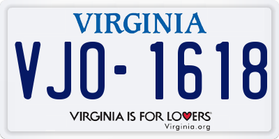 VA license plate VJO1618