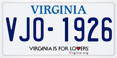 VA license plate VJO1926