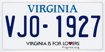 VA license plate VJO1927