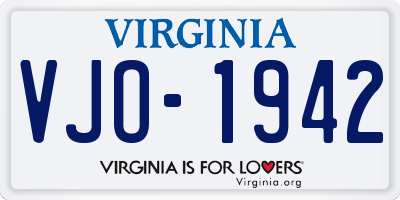 VA license plate VJO1942