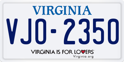 VA license plate VJO2350