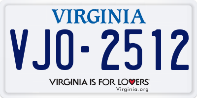 VA license plate VJO2512