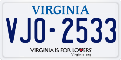 VA license plate VJO2533