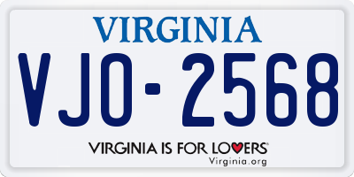 VA license plate VJO2568