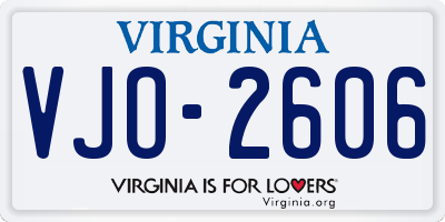 VA license plate VJO2606