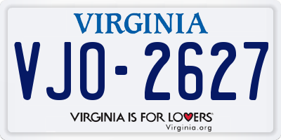 VA license plate VJO2627