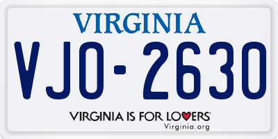 VA license plate VJO2630